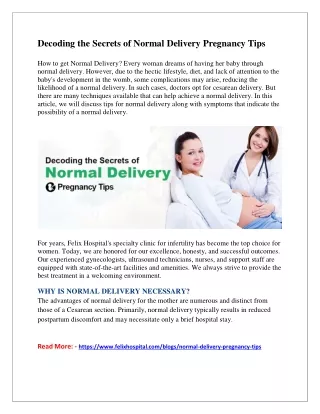 Decoding the Secrets of Normal Delivery Pregnancy Tips