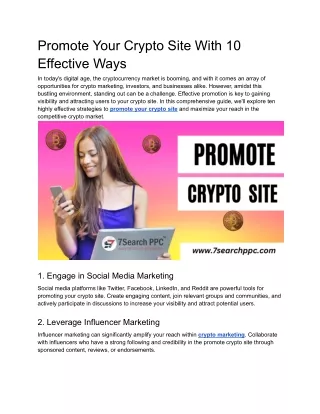 Promote Your Crypto Site With 10 Effective Ways