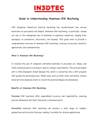 Guide to Understanding Aluminum CNC Machining