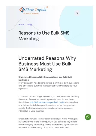 Underrated Reasons Why Businesses Use Bulk SMS Marketing | Shree Tripada