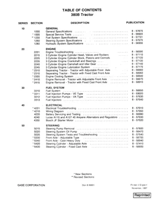 CASE 380B Tractor Service Repair Manual