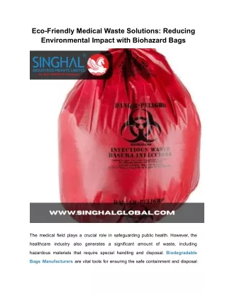 Eco-Friendly Medical Waste Solutions_ Reducing Environmental Impact with Biohazard Bags