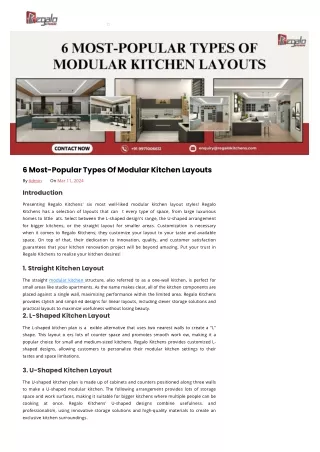 6 Most-Popular Types Of Modular Kitchen Layouts