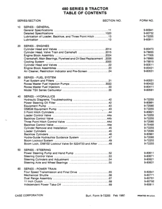 CASE 480 Series B Tractor Service Repair Manual