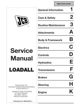 JCB 504B TELESCOPIC HANDLER Service Repair Manual SN（277001 Onwards）