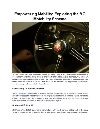 Empowering Mobility_ Exploring the MG Motability Scheme