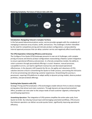 Mastering Complexity: The Future of Telecom Sales with CPQ