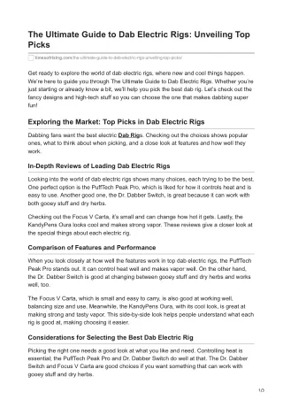 The Ultimate Guide to Dab Electric Rigs: Unveiling Top Picks
