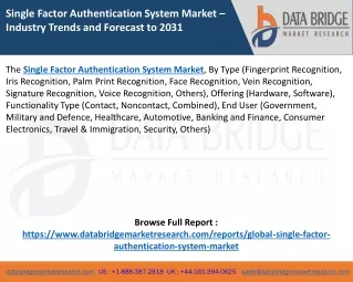 Single Factor Authentication System Market