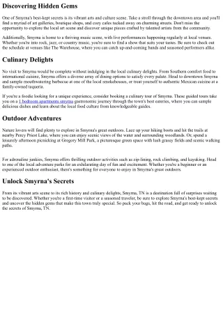 Smyrna, TN Adventures: Exploring Beyond the Typical