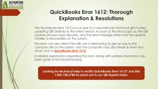 Best ever solution to tackle QuickBooks Error 1612