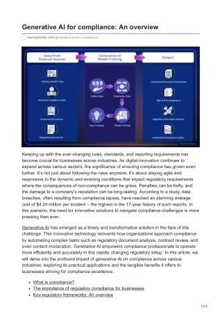 Generative AI for compliance An overview