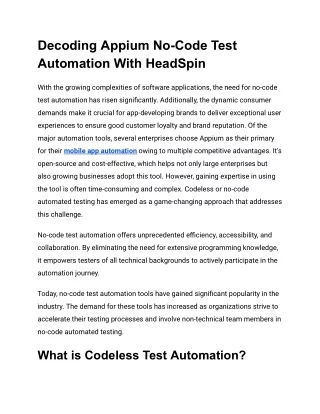 Decoding Appium No-Code Test Automation With HeadSpin