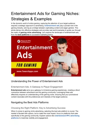 Entertainment Ads for Gaming Niches: Strategies & Examples