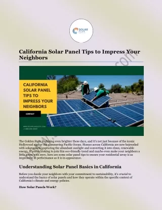 California Solar Panel Tips to Impress Your Neighbors