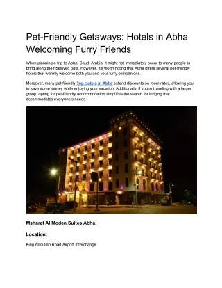 Pet-Friendly Getaways_ Hotels in Abha Welcoming Furry Friends