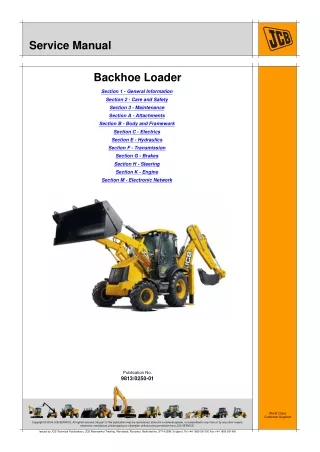 JCB 3CX BACKHOE LOADER Service Repair Manual SN：2000000 Onwards