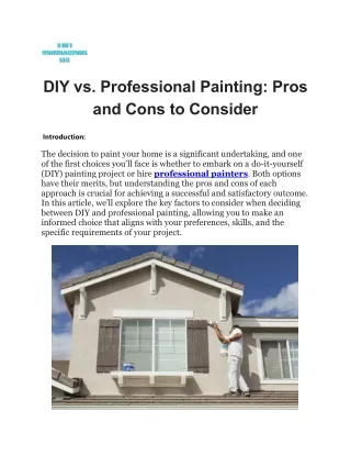 DIY vs. Professional Painting Pros and Cons to Consider