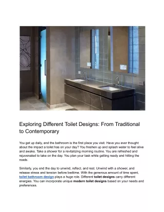 Exploring Toilet Designs Traditional to Contemporary - Kohler ME