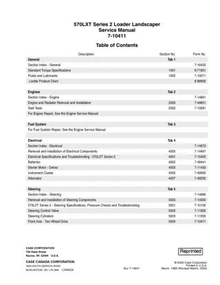 CASE 570LXT Series 2 Loader Landscaper Service Repair Manual