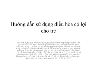 Hướng dẫn sử dụng điều hòa có lợi cho trẻ