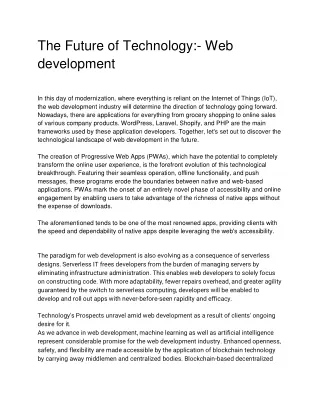 The Future of Technology:- Web Development