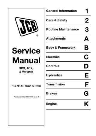 JCB 3CX BACKHOE LOADER Service Repair Manual (SN400001 to 4600000)