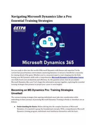 Navigating Microsoft Dynamics Like a Pro Essential Training Strategies