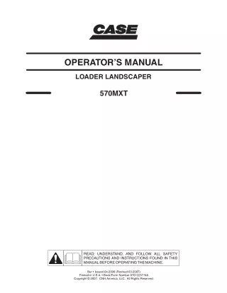 CASE 570MXT Loader Landscaper Operator manual