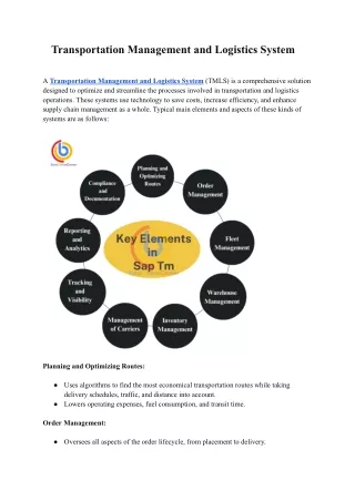 Transportation Management and Logistics System | Sap Tm