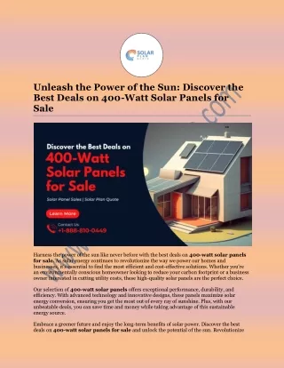 Unleash the Power of the Sun: Discover the Best Deals on 400-Watt Solar Panels f