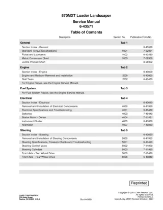 CASE 570MXT Loader Landscaper Service Repair Manual