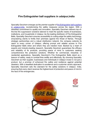 Fire Extinguisher ball suppliers in udaipur,india