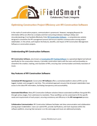 Optimizing Construction Project Efficiency with RFI Construction Software