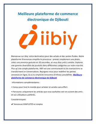 Meilleure plateforme de commerce électronique de Djibouti