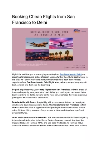 Booking Cheap Flights from San Francisco to Delhi