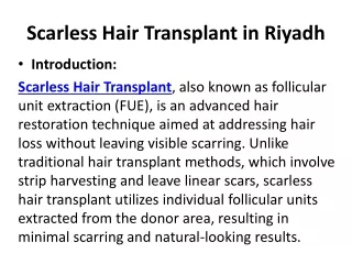 Scarless Hair Transplant in Riyadh