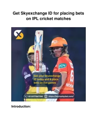 Get Skyexchange ID for placing bets on IPL cricket matches