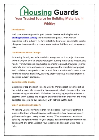 Your Trusted Source for Building Materials in Whitby