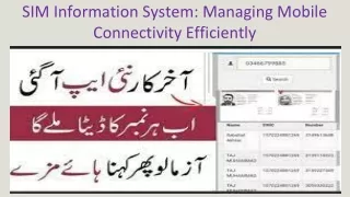 SIM Information System: Managing Mobile Connectivity Efficiently