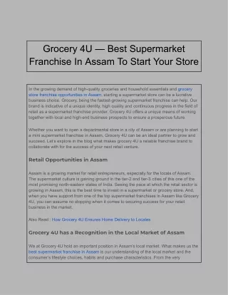 Grocery 4U — Best Supermarket Franchise In Assam To Start Your Store