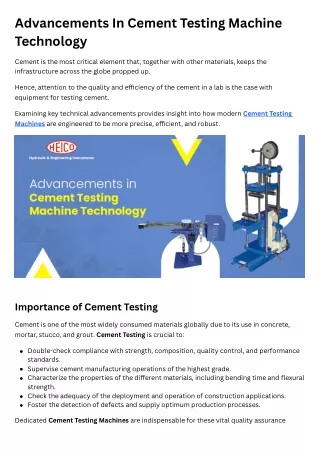 Advancements In Cement Testing Machine Technology
