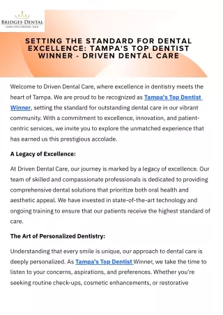 _Tampa's Top Dentist Winner - Driven Dental Care