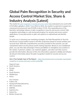 Palm Recognition in Security and Access Control Market