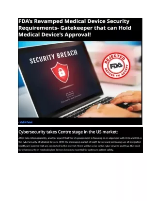 FDA’s Revamped Medical Device Security Requirements- Gatekeeper that can Hold Medical Device’s Approval!