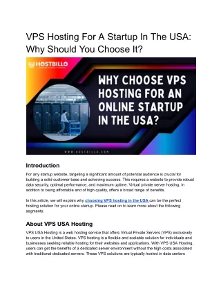 Why Choose VPS Hosting For An Online Startup In The USA