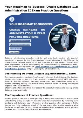 Your Roadmap to Success_ Oracle Database 11g Administration II Exam Practice Questions