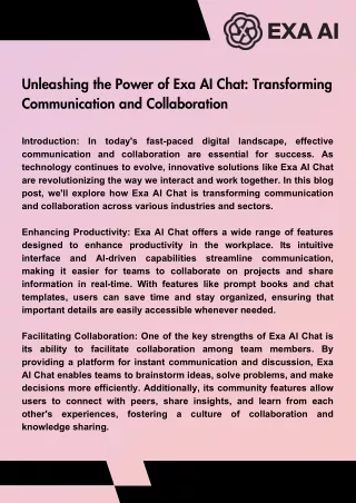 Unlocking Efficiency: Exploring the Power of Exa AI Chat