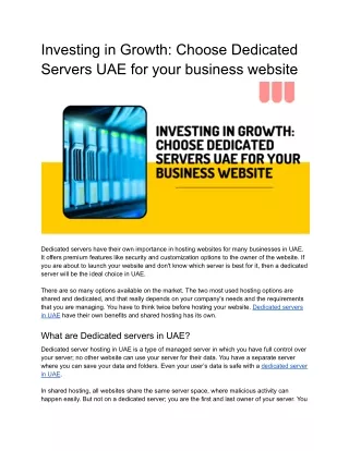 Investing in Growth_ Choose Dedicated Servers UAE for your business website