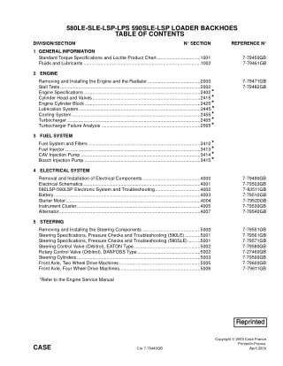 CASE 580SLE Loader Backhoe Service Repair Manual